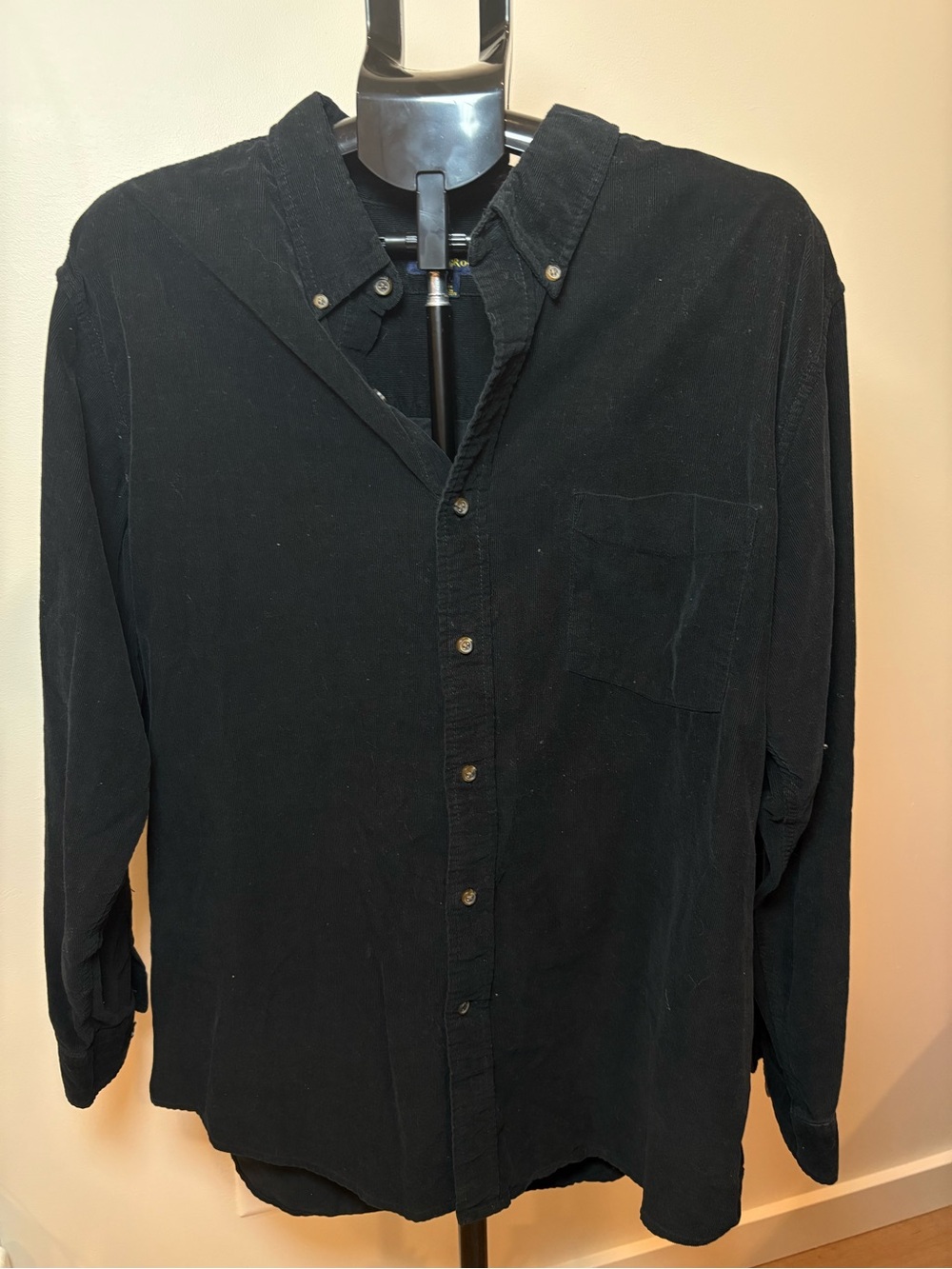 Club Room Men's Black Corduroy Button-Down Shirt